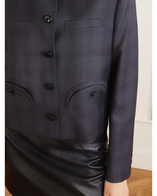 Blazé Milano Blue Shamo Cropped Prince Of Wales Wool Bolero