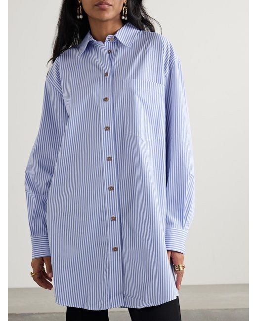 Mara Hoffman Blue Hailey Striped Organic Cotton-Poplin Shirt
