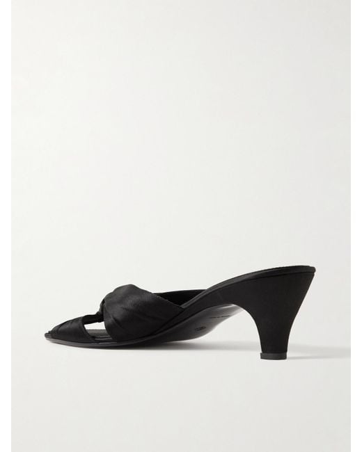 The Row Black Knotted Satin Mules