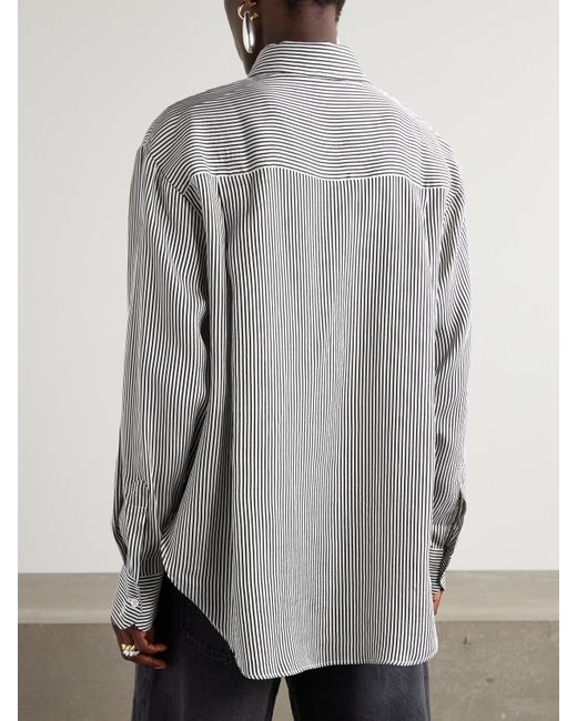 Frankie Shop Gray Lui Hemd Aus Gestreiftem Webstoff