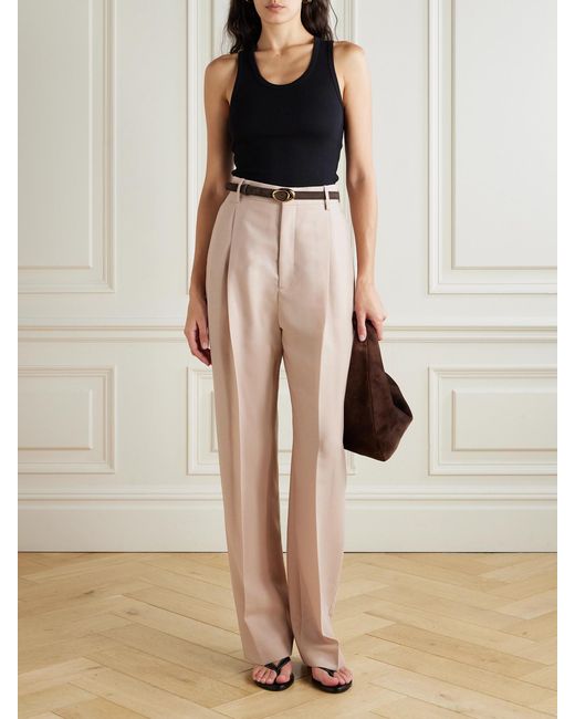 Wardrobe NYC Pink Pleated Mohair-Blend Twill Straight-Leg Pants