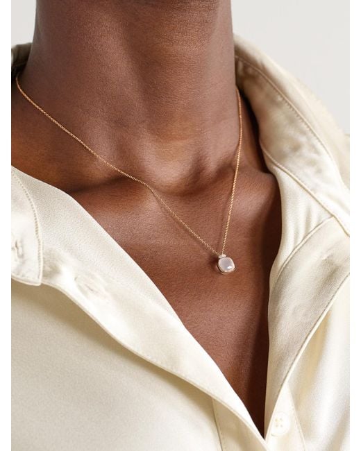 Pomellato Natural Nudo 18-Karat Rose And, Quartz And Diamond Necklace