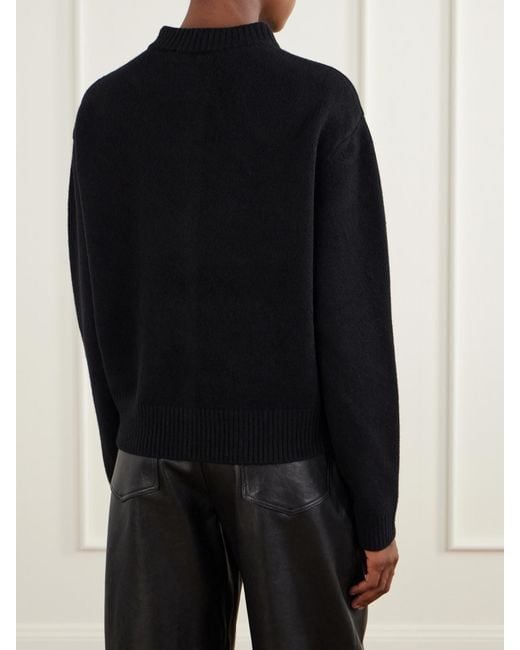 Rohe Black Calf Hair-Trimmed Wool-Blend Cardigan