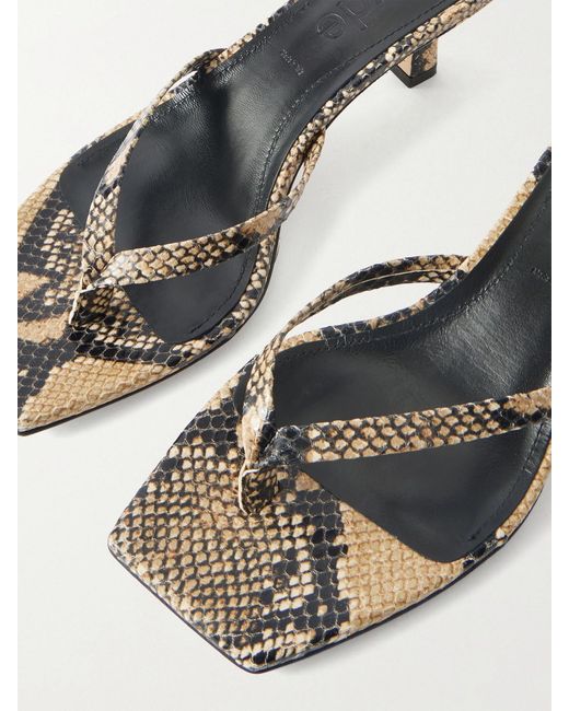 Aeyde Natural Wilma Snake-Effect Leather Sandals
