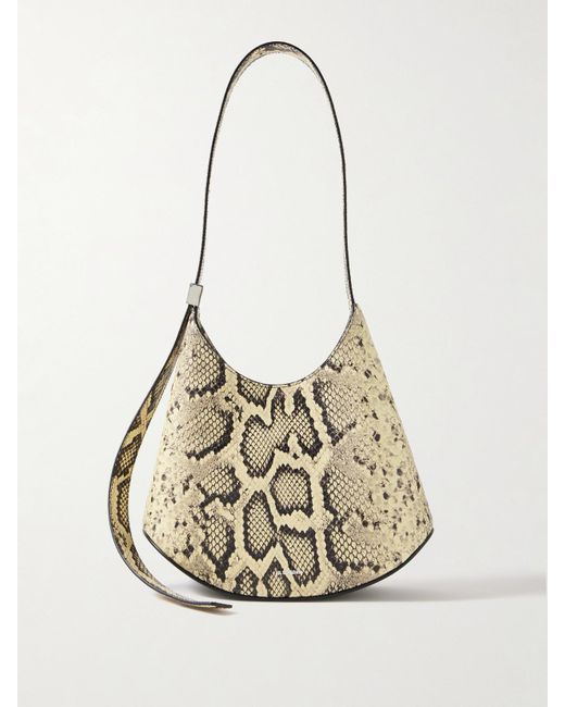 Jil Sander White Kleine Schultertasche Aus Leder Mit Schlangeneffekt Und Verzierung