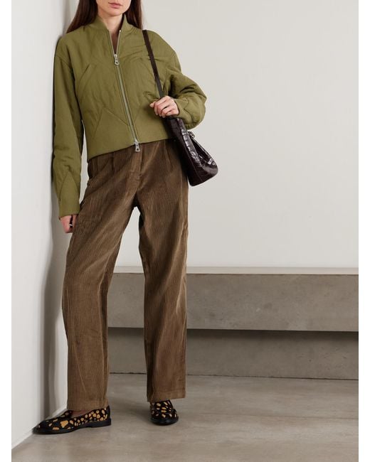 Jean Paul Gaultier Green Paneled Quilted Recycled-Shell Bomber Jacket