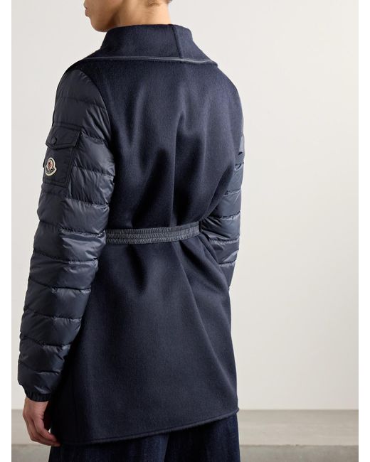 Moncler Blue Daunenjacke Aus Filz Aus Einer Wollmischung Und Gestepptem Shell