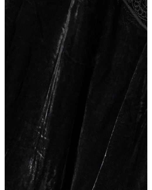 Sea Black Alice Embroidered Lace-Trimmed Velvet Midi Dress