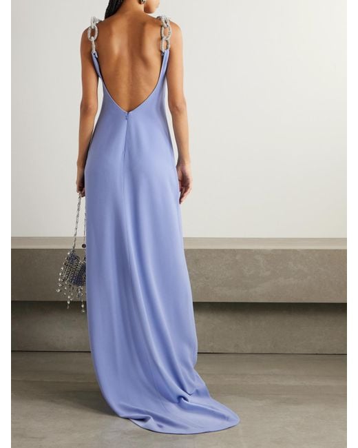 Stella McCartney Blue Robe Aus Crêpe Mit Verzierungen