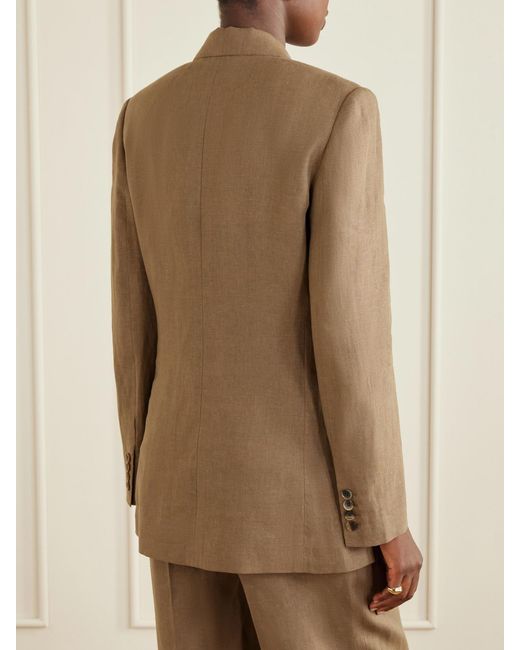 Ralph Lauren Natural Marcy Single-Breasted Linen Blazer