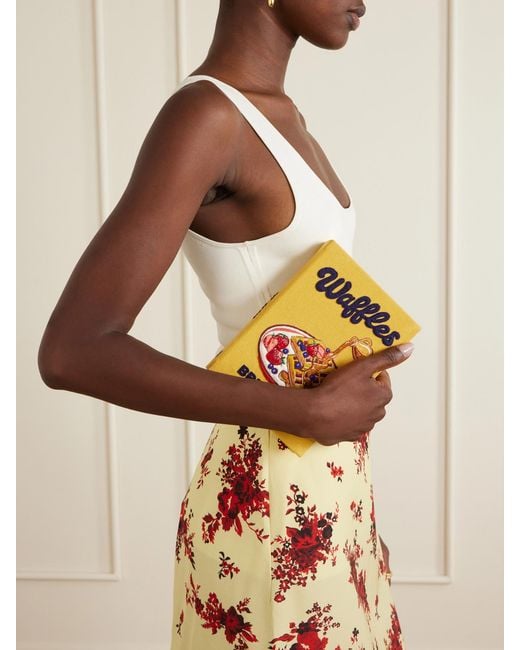 Olympia Le-Tan Metallic Waffles: Breakfast For Champions Embroidered Canvas Clutch