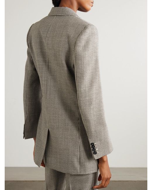Joseph Gray Leandre Double-Breasted Houndstooth Wool-Blend Blazer