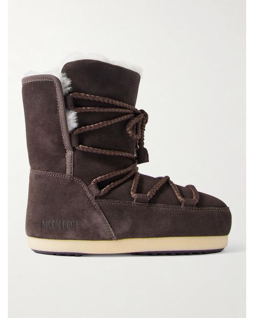 Moon Boot Black Evx Shearling-Lined Suede Snow Boots
