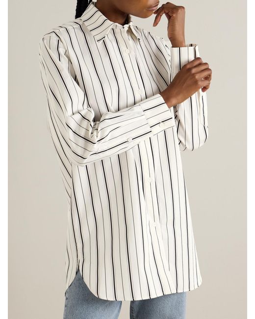TOVE White Damita Striped Cotton-Poplin Shirt