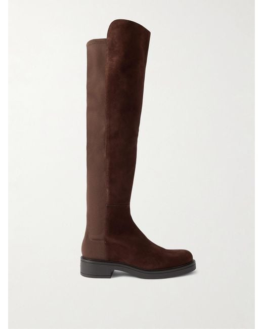 Stuart Weitzman Brown 5050 Celia Suede And Stretch Over-The-Knee Boots
