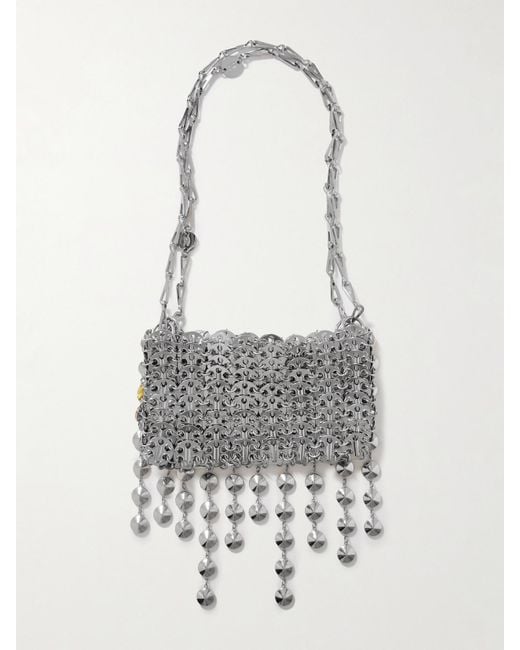 Rabanne White 1969 Nano Crystal-Embellished Chainmail Shoulder Bag