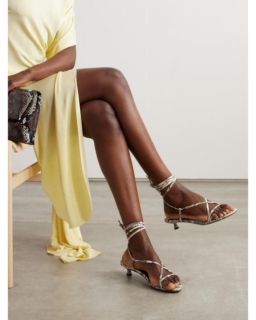 Aeyde Natural Paige Sandalen Aus Leder Mit Schlangeneffekt