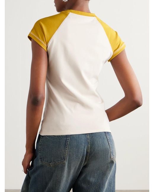 T-Shirt En Jersey De Coton Mélangé Bicolore À Broderie Anagram Loewe en coloris Yellow