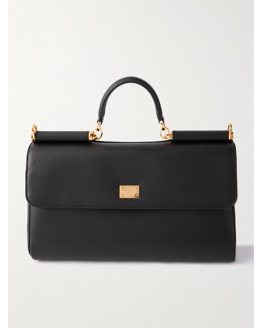 Dolce & Gabbana Black Sicily Schultertasche Aus Leder