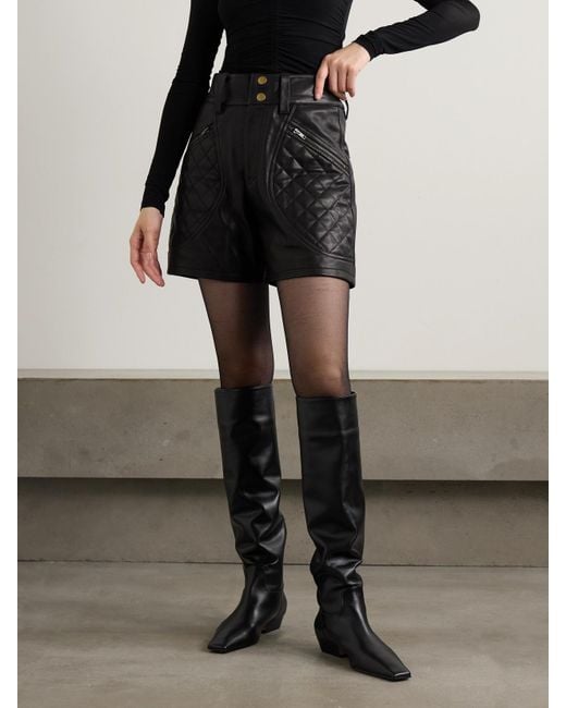 Isabel Marant Black Candice Shorts Aus Gestepptem Leder