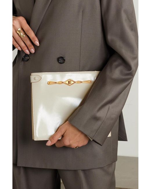 Metier Natural Fernando Jorge Stowaway Embellished Glossed-Leather Shoulder Bag