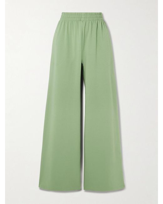 Norma Kamali Green Elephant Hose Mit Weitem Bein Aus Stretch-Baumwoll-Jersey