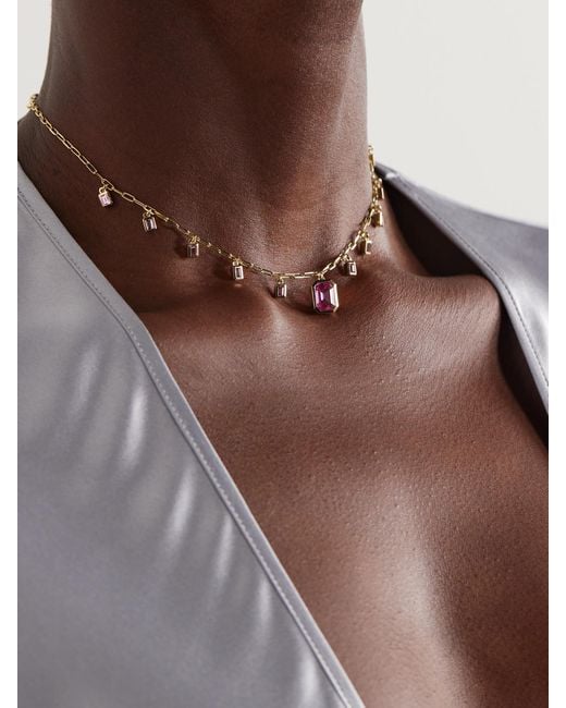 SHAY Natural 18-Karat Rose, Sapphire And Diamond Necklace