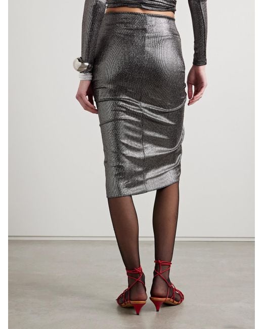 Isabel Marant Gray Dolene Ruched Stretch-Jersey Midi Skirt