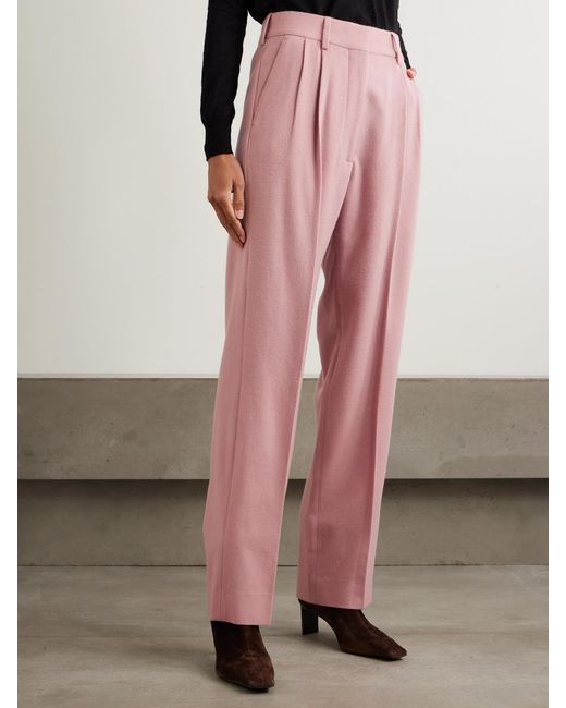 Blazé Milano Pink Fox Pleated Wool And Cashmere-Blend Tapered Pants