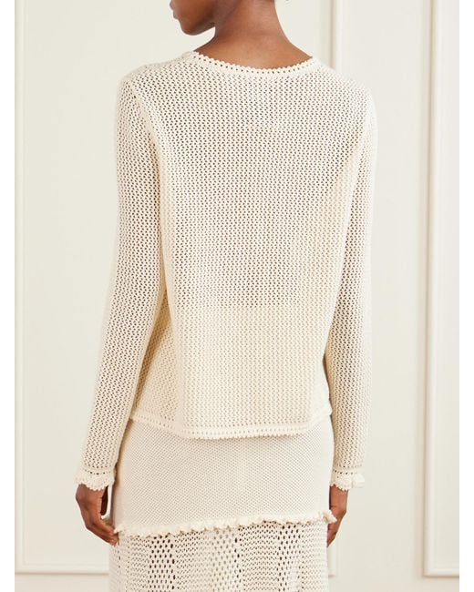 Escvdo Natural Mural Crocheted Cotton Blouse