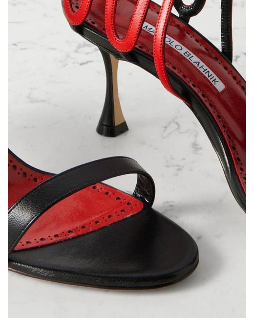 Manolo Blahnik Chafarsan 70 Two-Tone Leather Sandals in