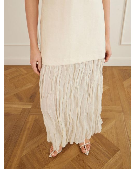 Rohe White Linen-Blend And Chiffon Midi Dress