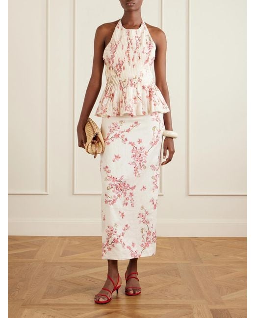 Agua Bendita Natural Lirica Cauca Floral-Print Linen Maxi Skirt