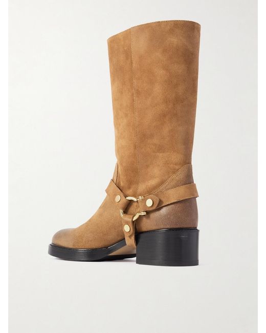Chloé Brown Dakota Buckled Suede Ankle Boots