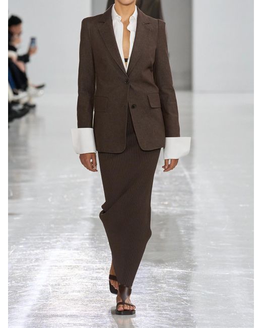 Max Mara Brown Aprile Ribbed-Knit Maxi Skirt
