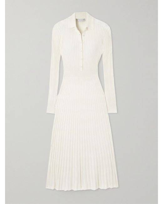 Gabriela Hearst Natural Ardor Ribbed Cashmere And Silk-Blend Midi Dress