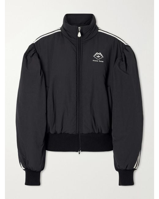 Simone Rocha Black Adidas Originals Firebird Logo-Embroidered Padded Shell Jacket