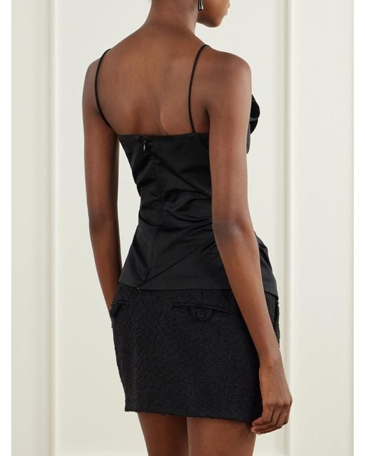 Magda Butrym Black Floral-Appliquéd Cotton And Silk-Blend Cami