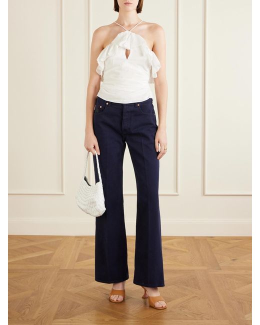 Isabel Marant White Djimia Ruffled Cotton-Blend Tank