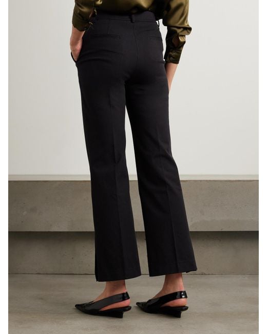 FRAME Black Crop Kick Flare Hose Aus Stretch-Baumwolle