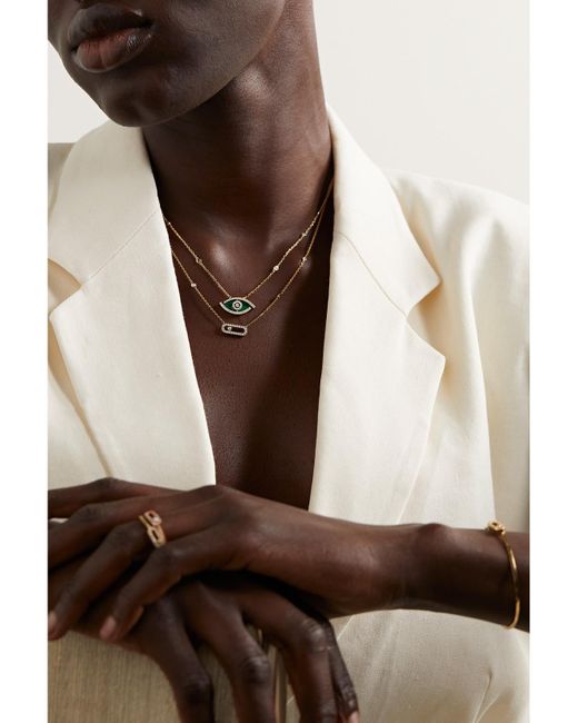 Messika Natural Lucky Eye 18-Karat, Malachite And Diamond Necklace