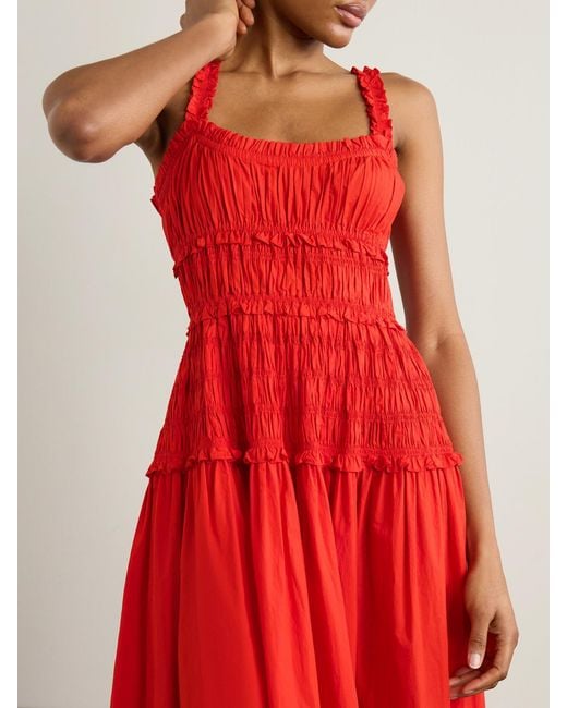 Doen Marianne Shirred Cotton-Poplin Midi Dress