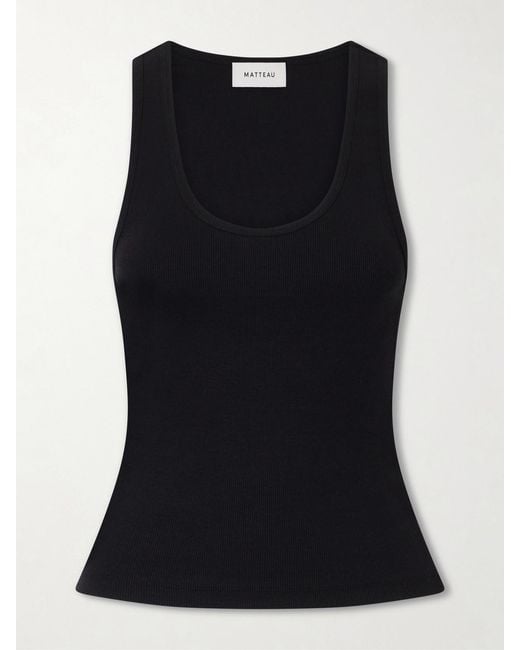 Matteau Black Organic Cotton-Jersey Tank