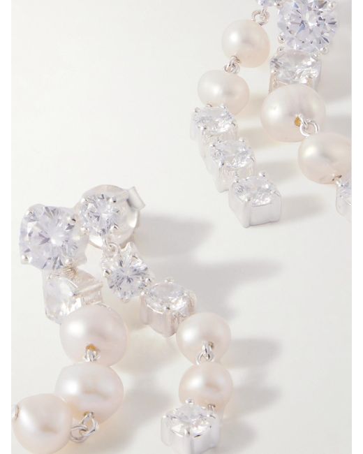 Completedworks White Recycled, Pearl And Cubic Zirconia Earrings