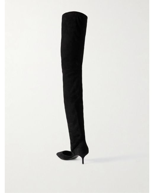 Alaïa Black Cutout Stretch-Suede Over-The-Knee Boots