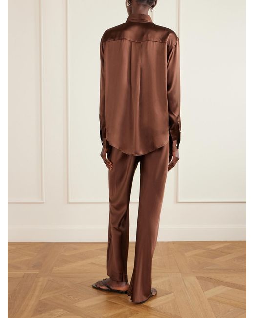 Comme Si Brown La Classica Silk-Charmeuse Shirt