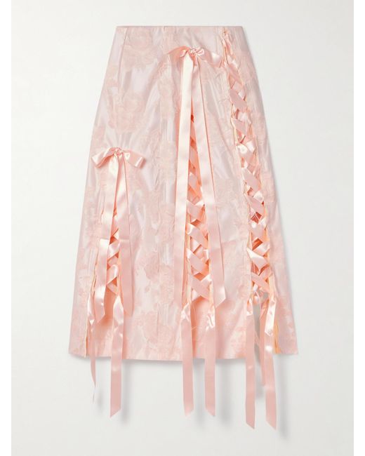 Jupe Midi En Brocart Effilé À Rubans Unraveling Ribbon Simone Rocha en coloris Pink