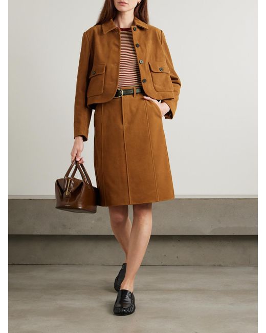 Self-Portrait Brown Cropped Suede Jacket