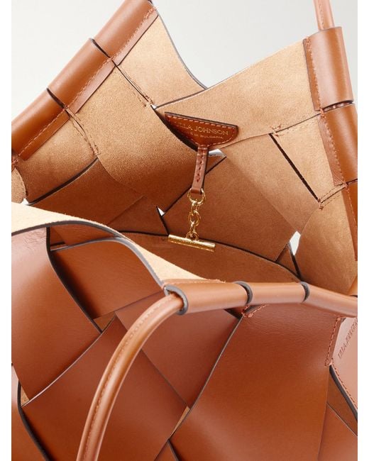 Ulla Johnson Brown Charlotte Woven Leather Shoulder Bag