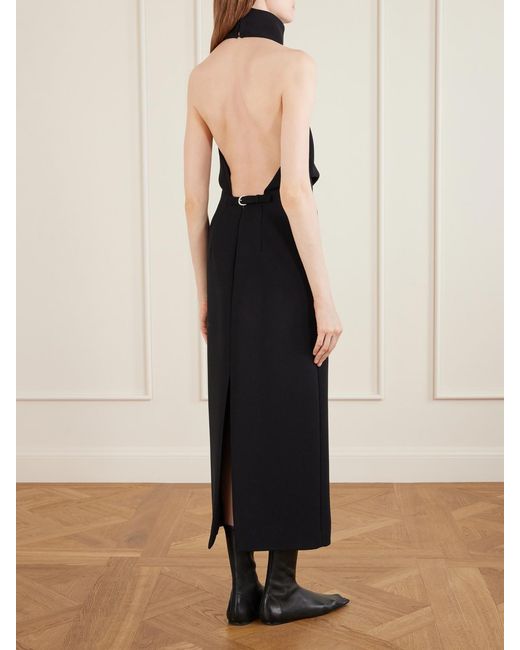 Khaite Black Roxanne Crepe Midi Dress